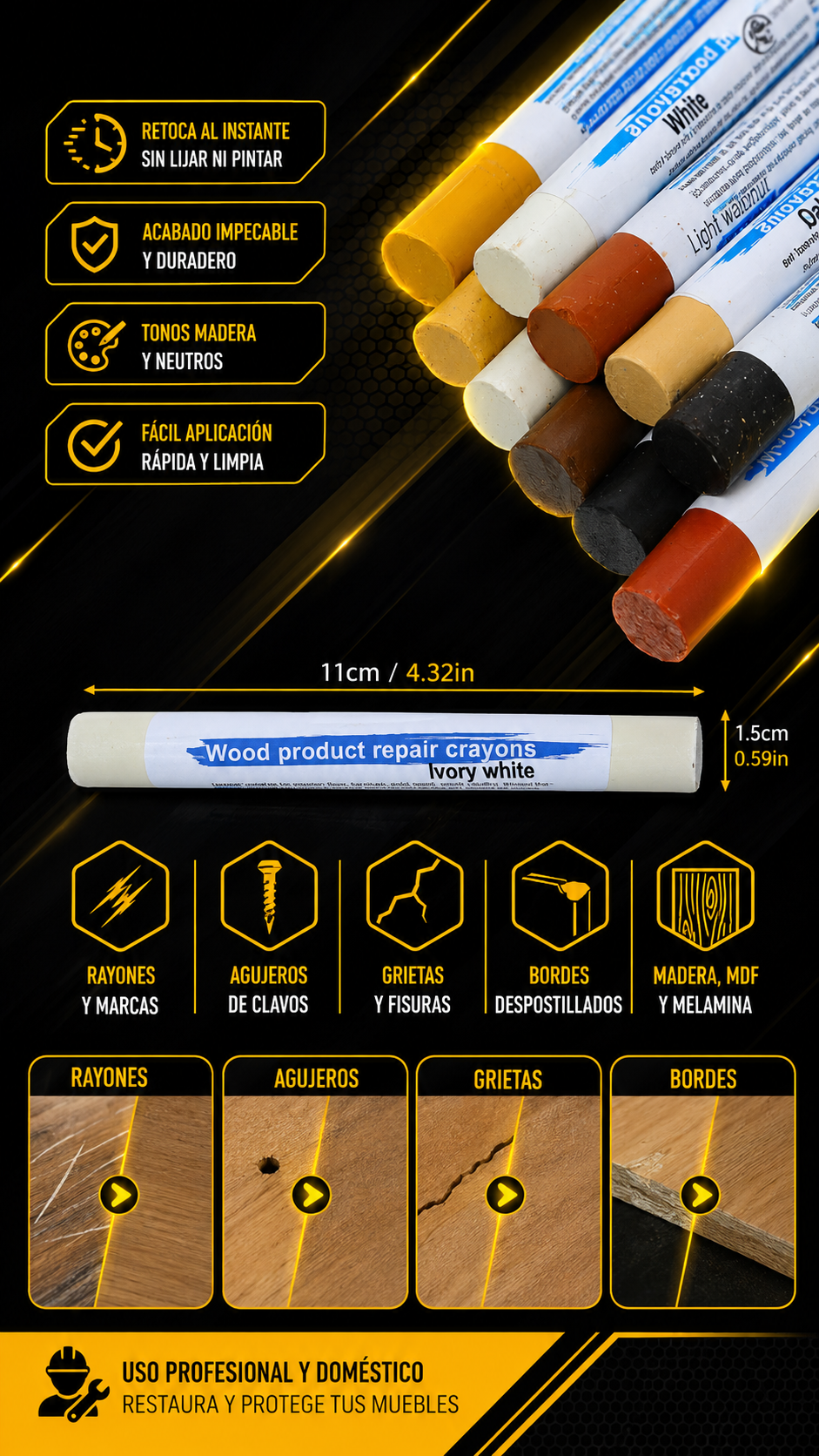 KIT DE 10 CERAS DE REPARACION - COD:101033