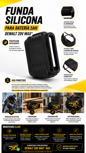 FUNDA SILICONA PARA BATERIA 5AH DEWALT - COD:101017