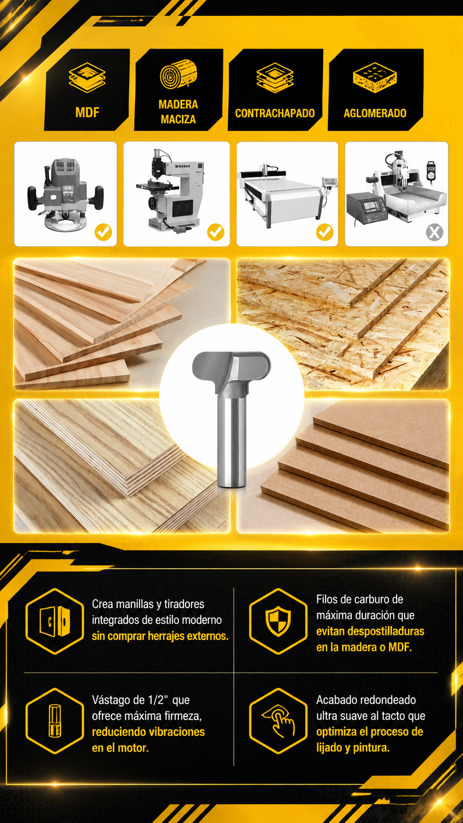 Fresa para Manillas ½ x 35mm - 101015