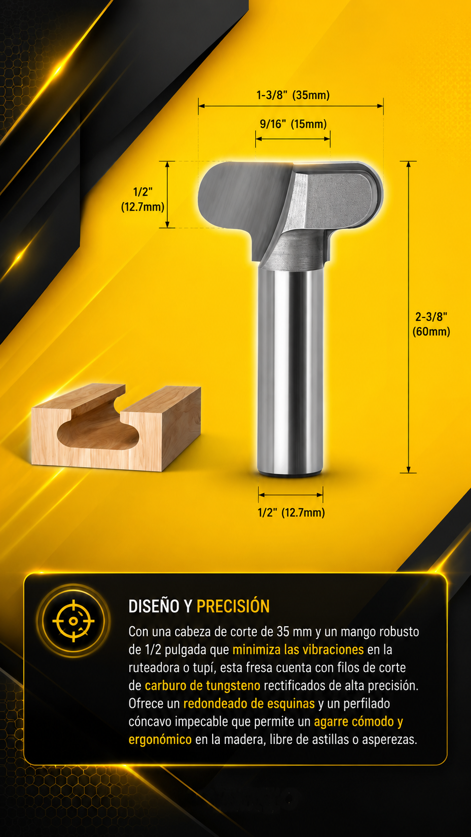 Fresa para Manillas ½ x 35mm - 101015