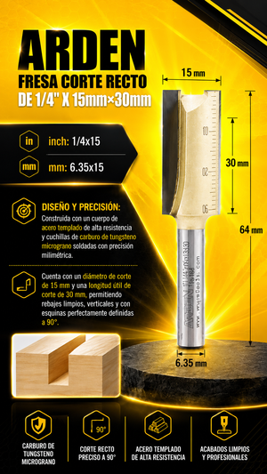 ARDEN FRESA CORTE RECTO DE 1/4" X 15mm×30mm - Cod:101020
