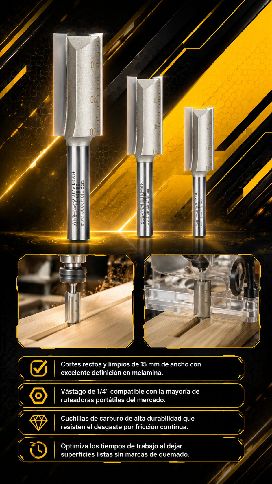 ARDEN FRESA CORTE RECTO DE 1/4" X 15mm×30mm - Cod:101020