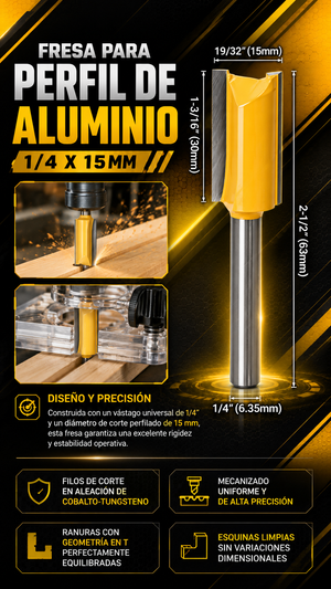 FRESA PARA PERFIL DE ALUMINIO 1/4X15MM - COD:101022