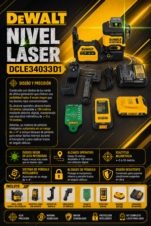 NIVEL LÁSER DEWALT DCLE34033D1 - COD:100749