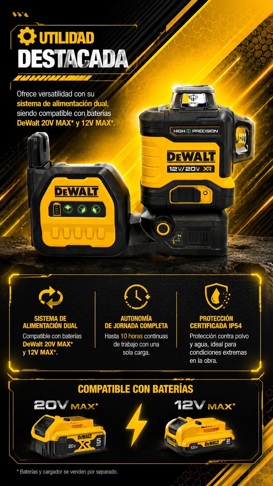 NIVEL LÁSER DEWALT DCLE34033D1 - COD:100749