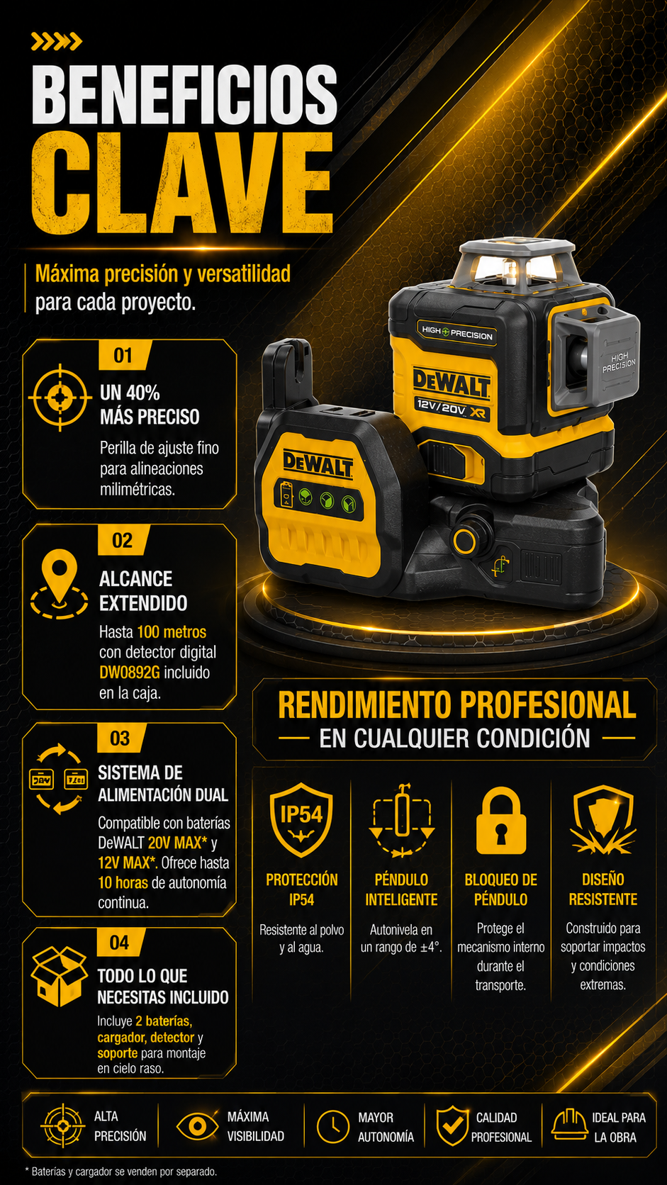NIVEL LÁSER DEWALT DCLE34033D1 - COD:100749