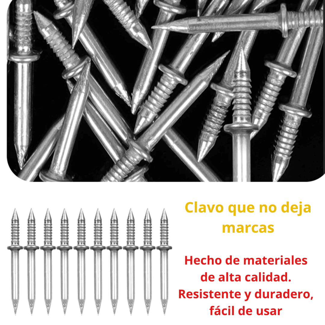 100 CLAVOS DE DOBLE PUNTA  + 1 Adaptador para Clavar - COD:100002