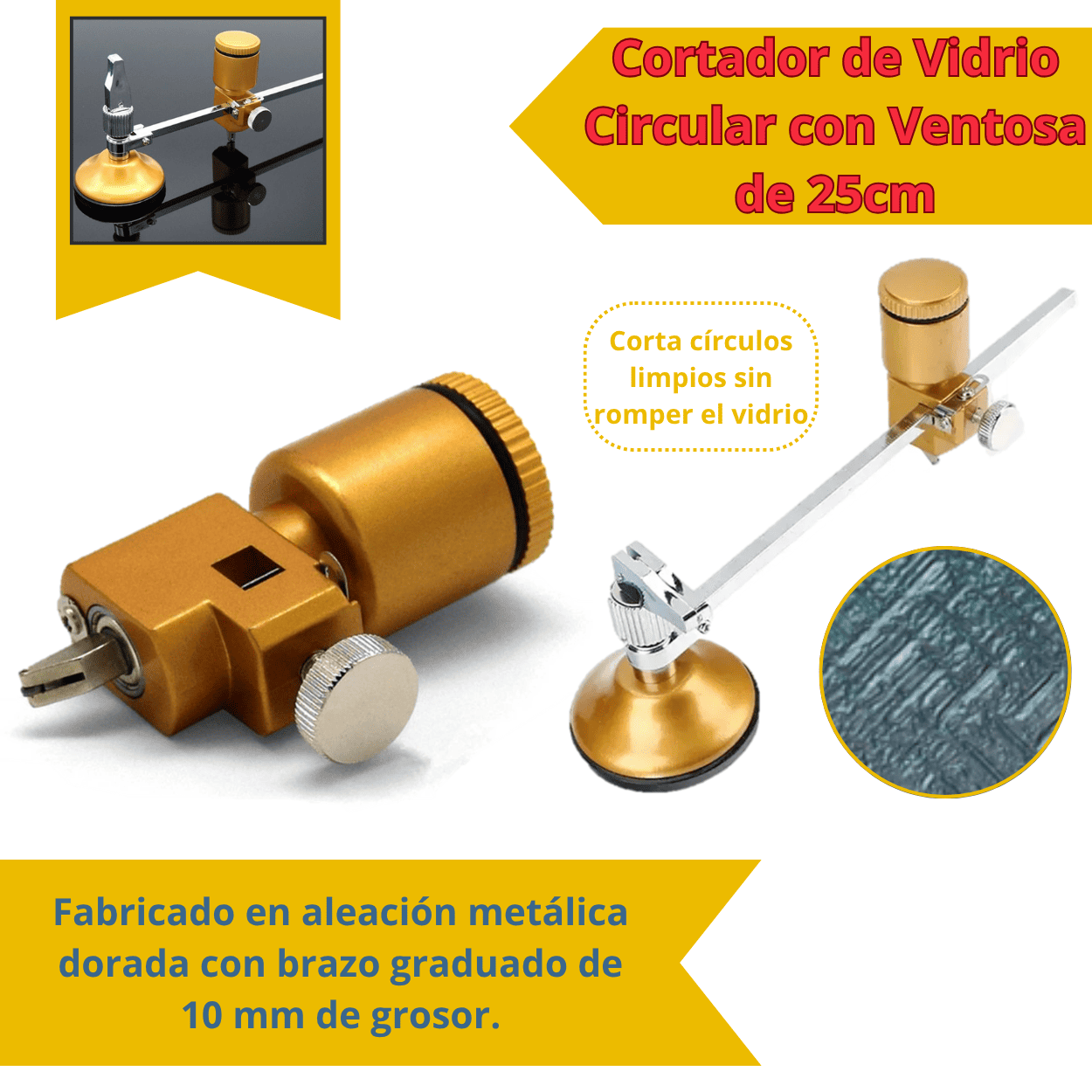 CORTADOR DE VIDRIO  FORMA CIRCULAR 25CM - COD:100154