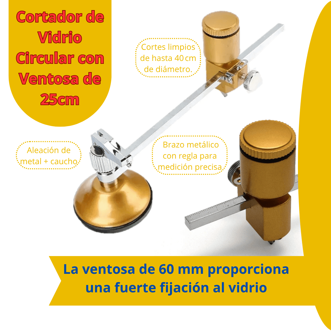 CORTADOR DE VIDRIO  FORMA CIRCULAR 25CM - COD:100154