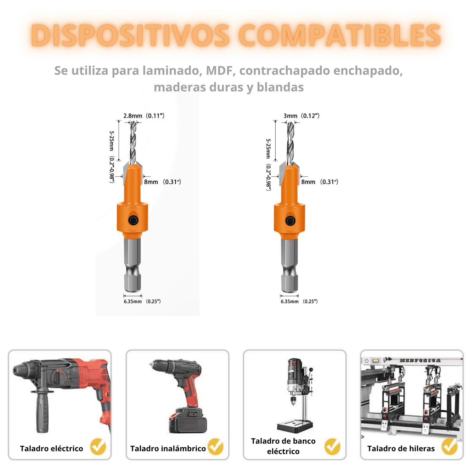 Broca Avellanadora 2.8x8 mm & 3x8 mm - COD:100082 - COD:100081