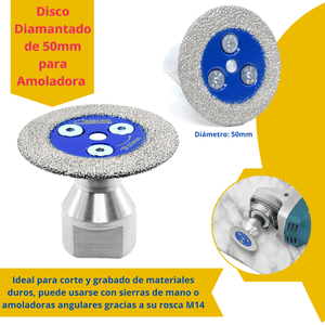 DISCO DIAMANTADO 50MM PARA AMOLADORAS - (COD:100187 - 100188)