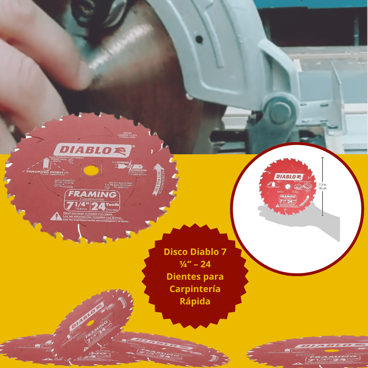 DIABLO DISCO  DE 7 ¼ Y EJE 5/8 24 Dientes - COD:100186