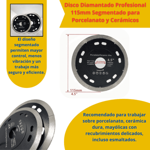 DISCO DIAMANTADO PROFESIONAL 115mm [4-1/5] SEGMENTADO - COD:100190