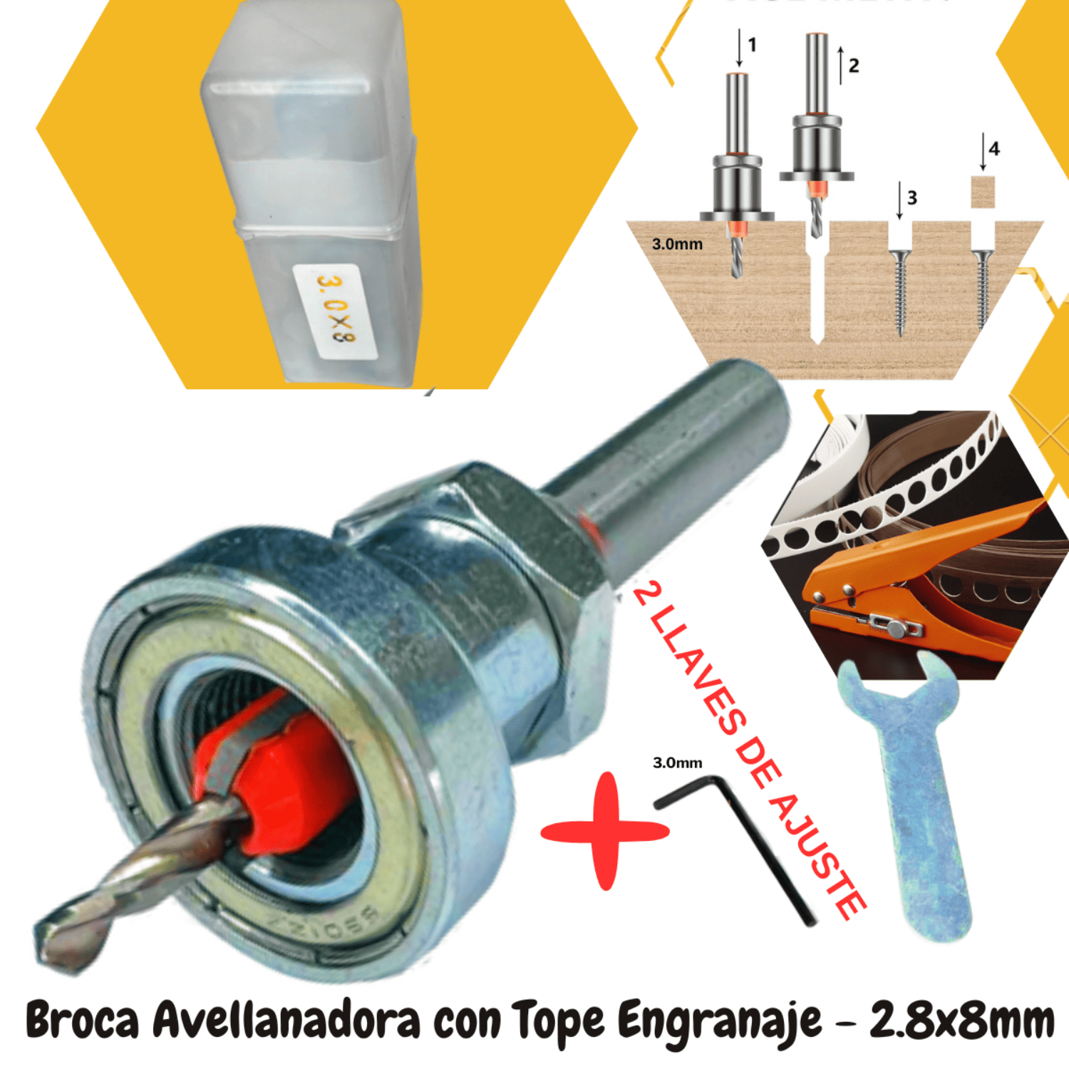 AVELLANADORA TOPE ENGRANAJE – 2.8 x 8 mm & 3.0 x 8 mm - COD:100077 - COD:100078