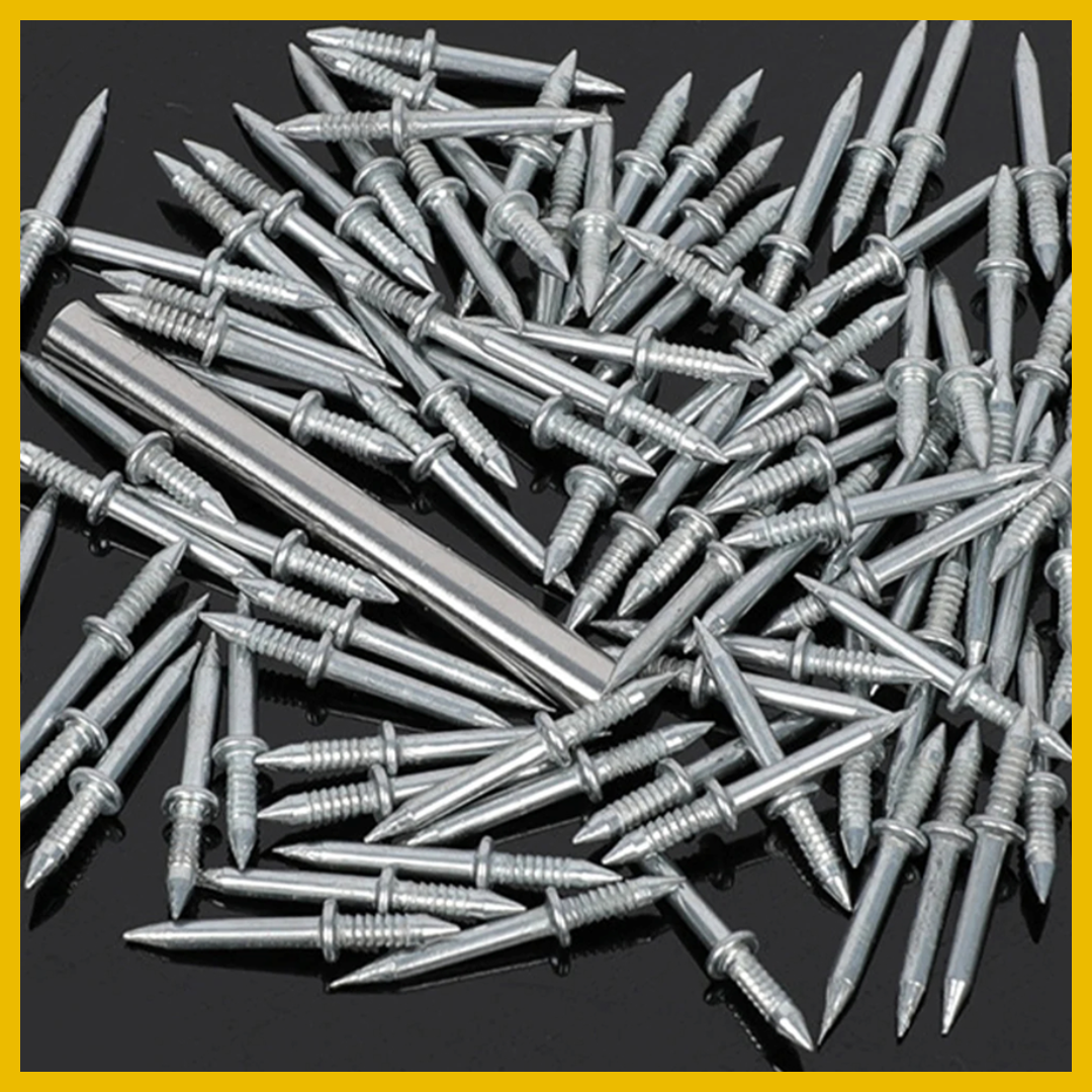 100 CLAVOS DE DOBLE PUNTA  + 1 Adaptador para Clavar - COD:100002