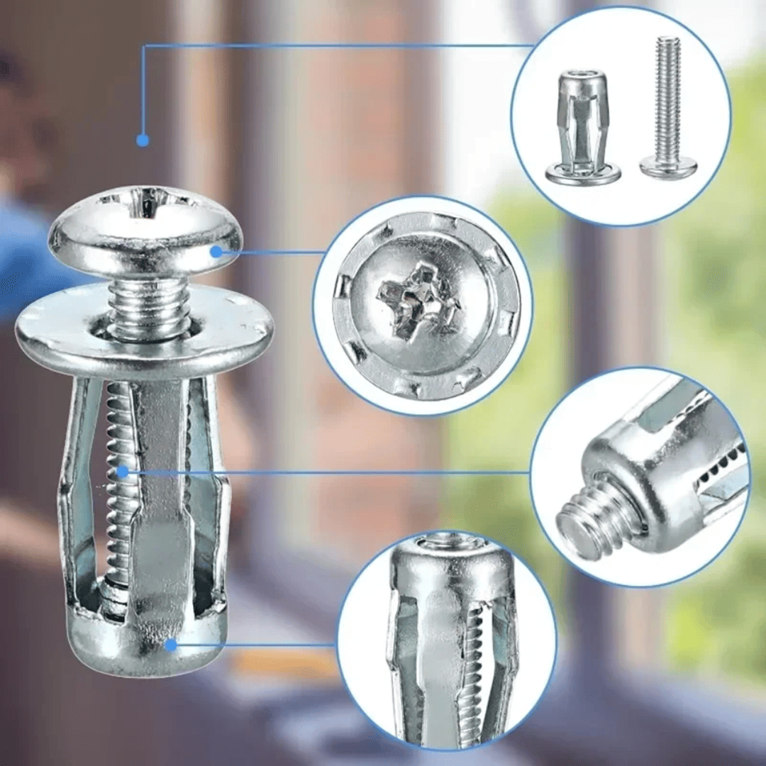 100 TUERCA Y TORNILLO EXPANSIVO DE 25MM  M4, M5, M6 y M8 - (COD:100321 - 100323 - 100325 - 100327)
