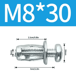 100 TUERCA Y TORNILLO EXPANSIVO DE 25MM  M4, M5, M6 y M8 - (COD:100321 - 100323 - 100325 - 100327)
