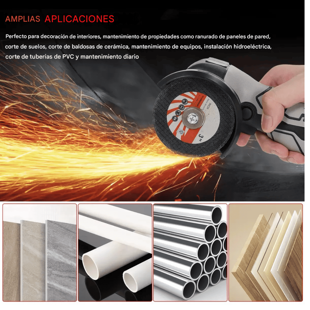 MINI Amoladora 16.8v –  kit Completo Con 2 Baterías y Maleta para transporte - COD:100623