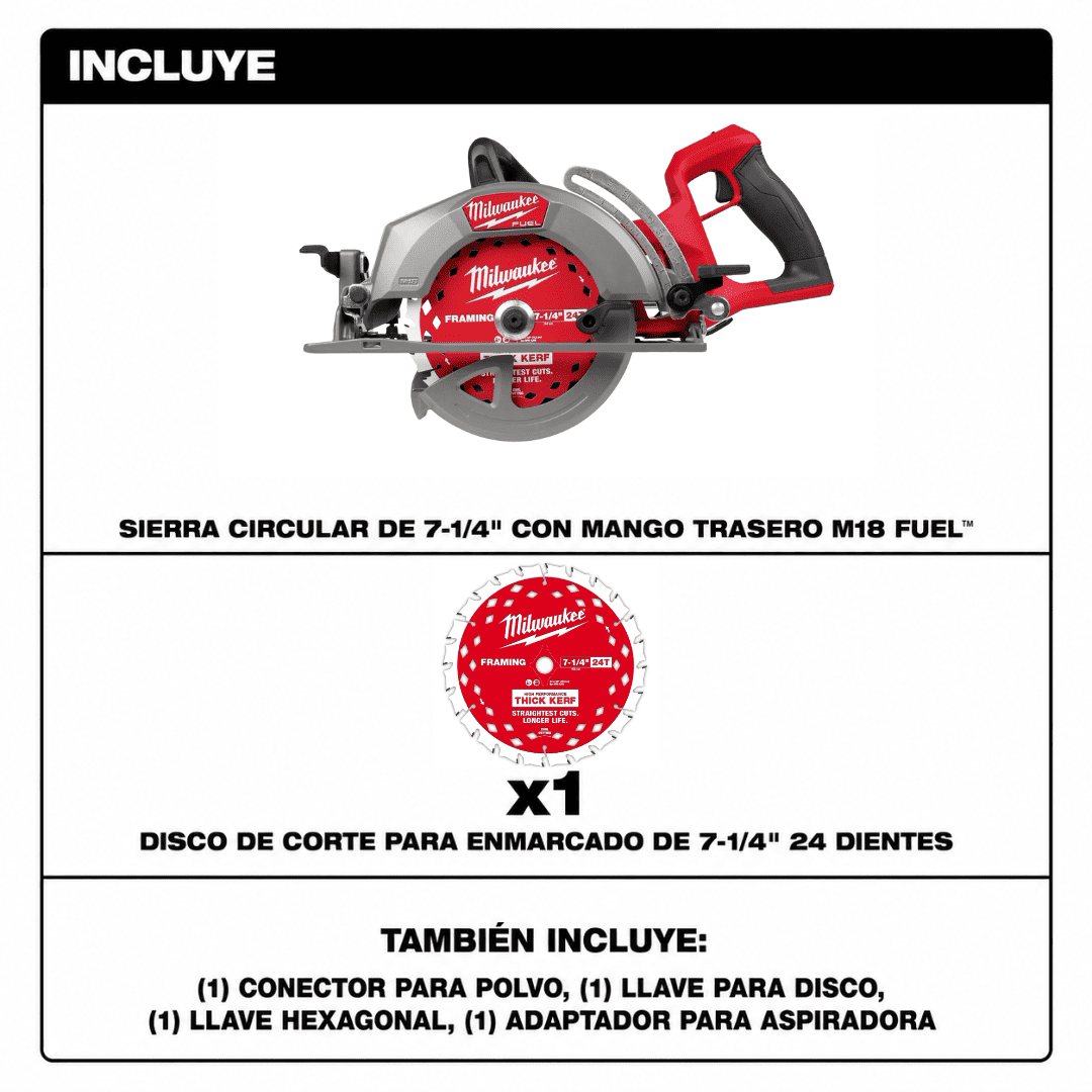 Sierra circular M18 FUEL™ de 7-1/4" MILWAUKEE 2930-20 - 100667