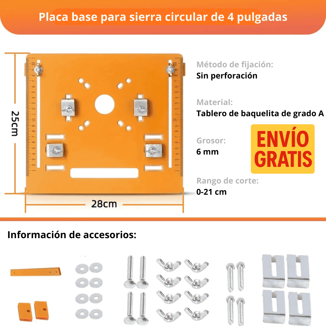 PLACA GUÍA PARA ROUTER &  SIERRA 4’’ - COD:100379
