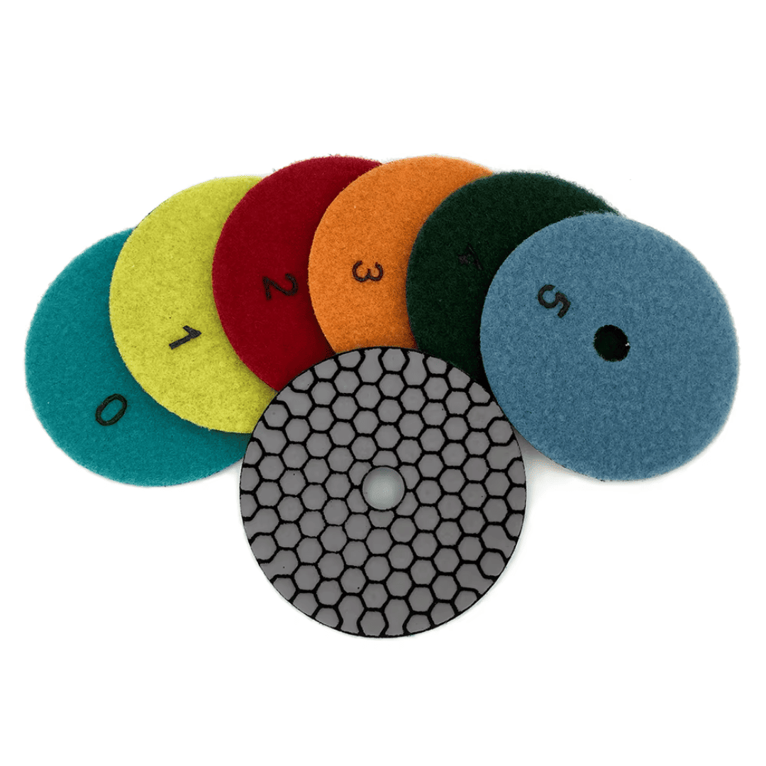 SET 6 DISCOS PULIDORES EN SECO DE 4“ - (COD:100195 - 100496)