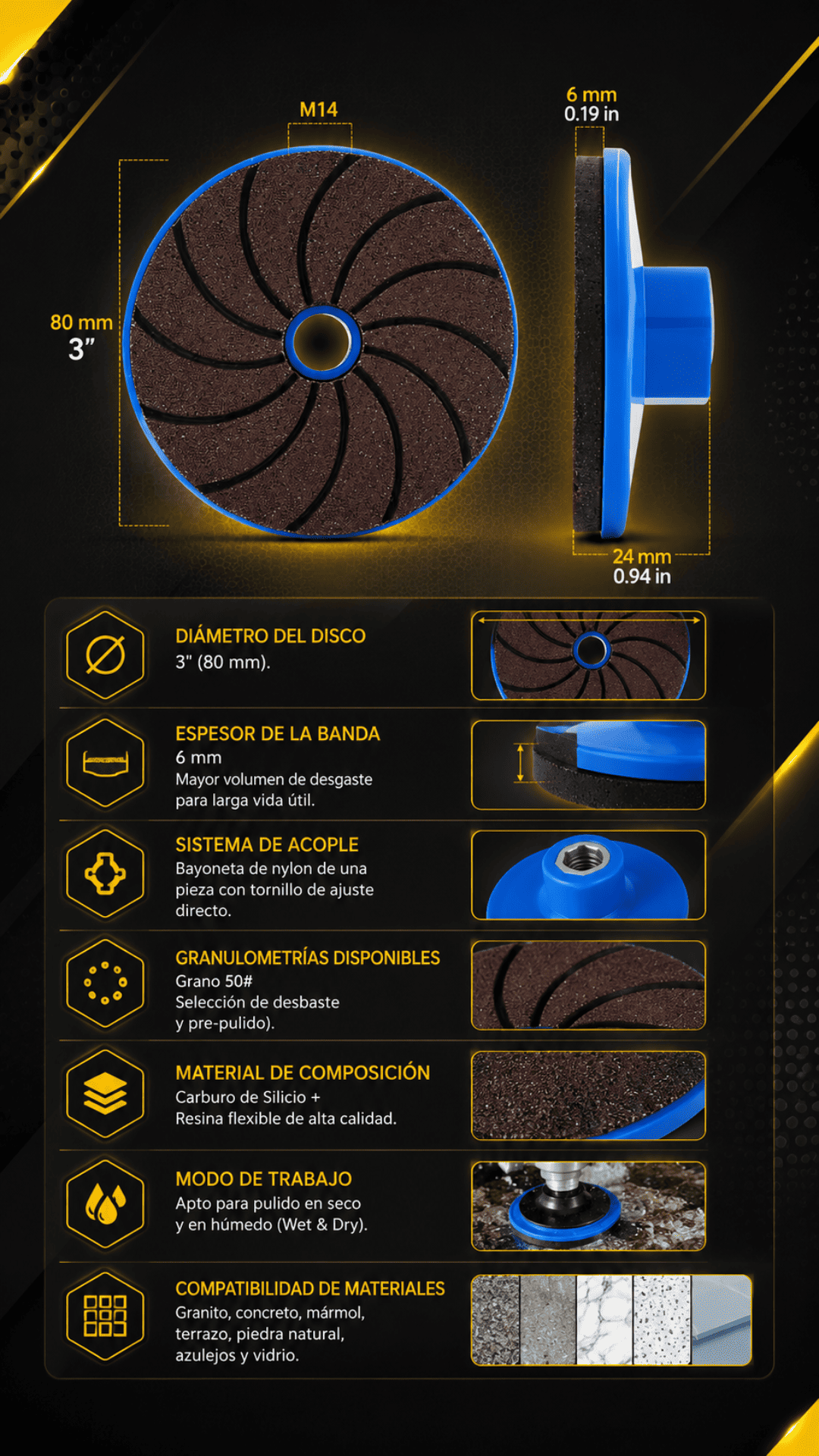 Disco de Pulido 3" - Gramo 50 - COD:101014