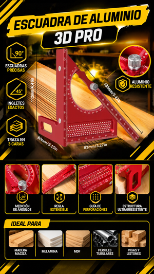 ESCUADRA DE  ALUMINIO 3D PRO - 101034