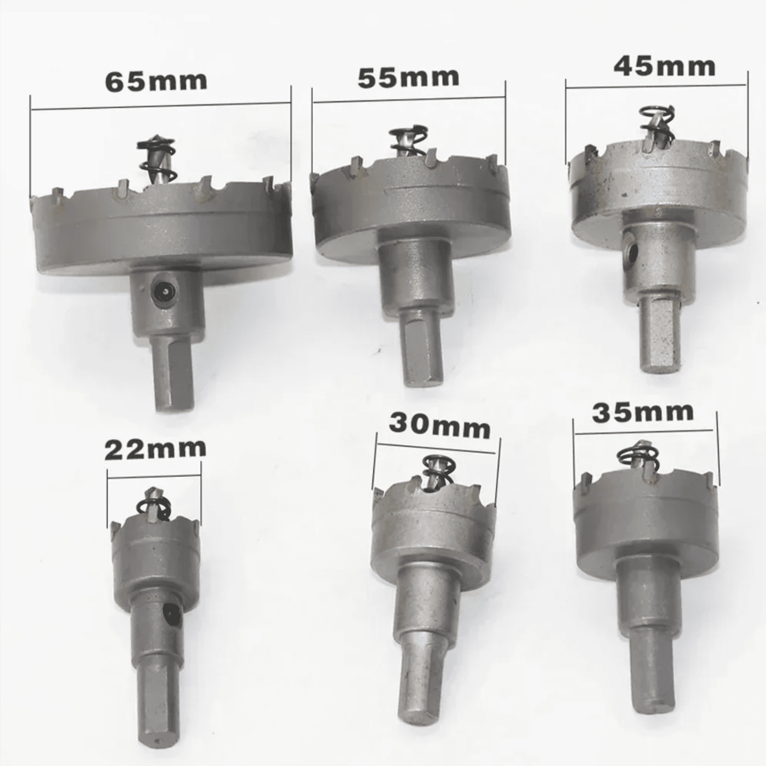 SET 6 BROCAS COPA CARBURADAS ACERO De 22, 30, 35, 45, 55 y 65mm - COD:100494