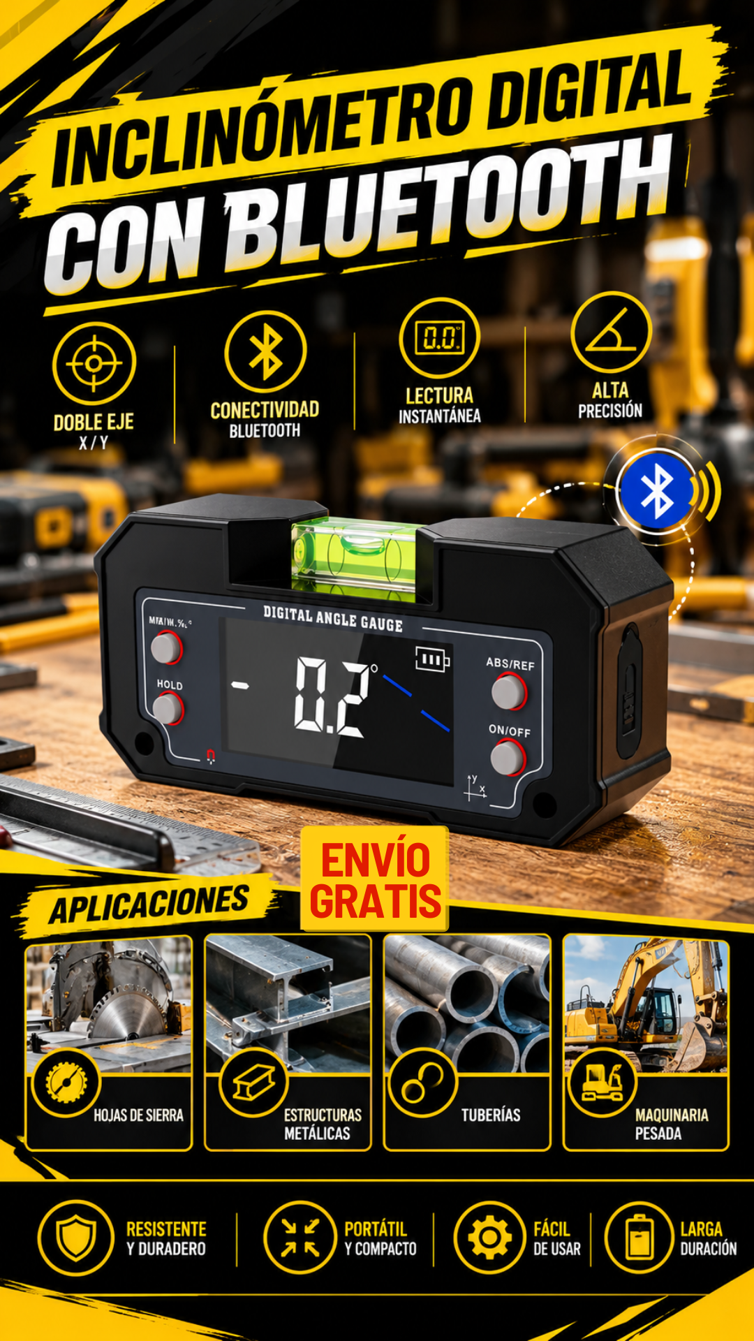 INCLINÓMETRO DIGITAL CON BLUETOOTH - 100664