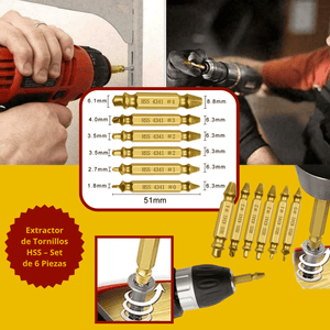 SET 6 EXTRACTORES DE TORNILLOS HSS - COD:100249