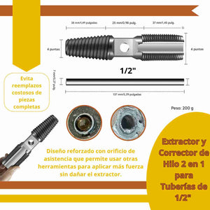 EXTRACTOR Y CORRECTOR  DE HILO PARA TUBERÍA DE 1/2"& 3/4" - 2 EN 1 - (COD:100250 - 100251)