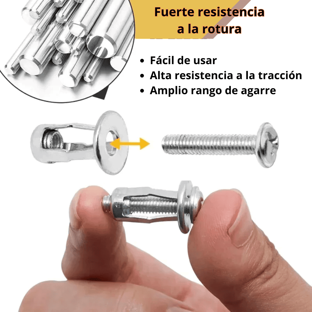 100 TUERCA Y TORNILLO EXPANSIVO DE 25MM  M4, M5, M6 y M8 - (COD:100321 - 100323 - 100325 - 100327)