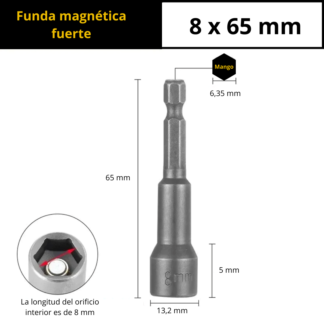 DADO MAGNETICO CON INGRESO ¼ “ - (COD:100174 - 100169 - 100170 - 100171 - 100172 - 100173)