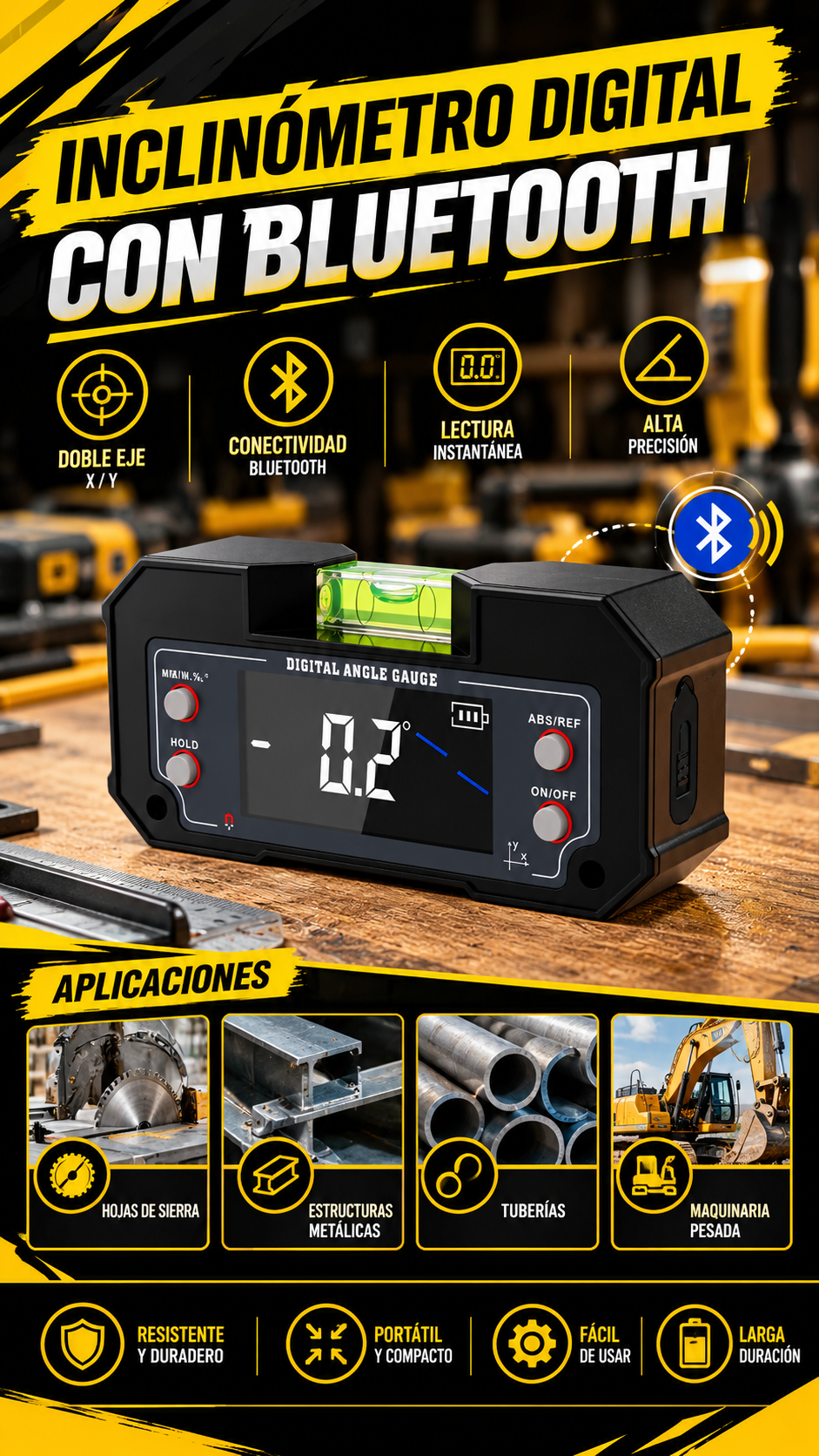 INCLINÓMETRO DIGITAL CON BLUETOOTH - 100664