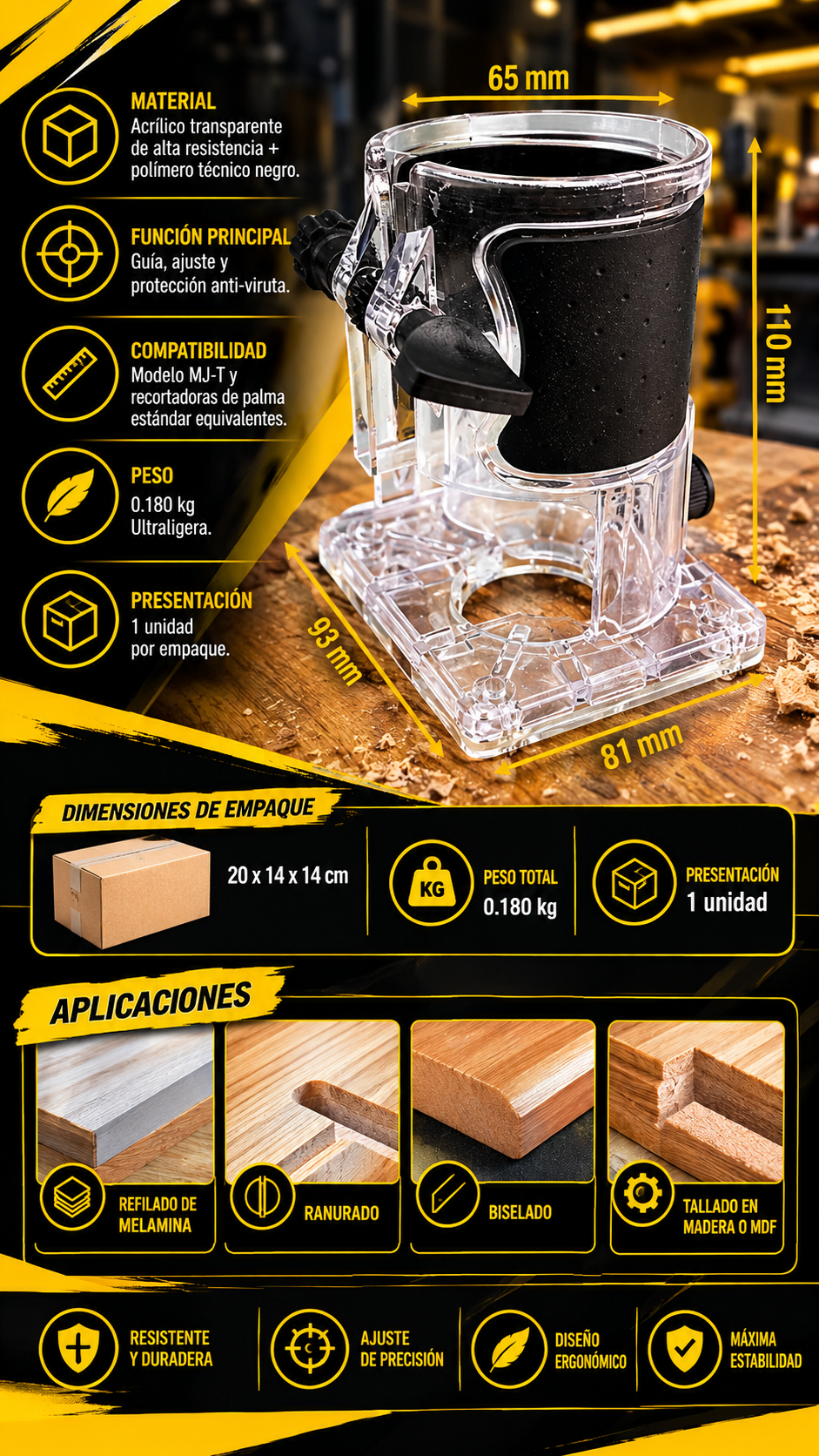BASE ACRÍLICO TRIMER PARA ROUTER - 101041