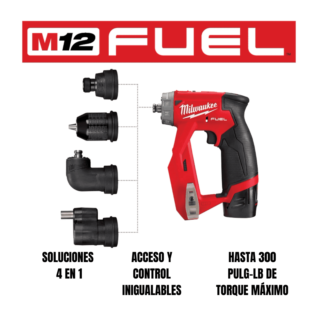 TALADRO/DESTORNILLADOR MULTICABEZAL  5 EN 1 MILWAUKEE 2505-20 - COD:100674