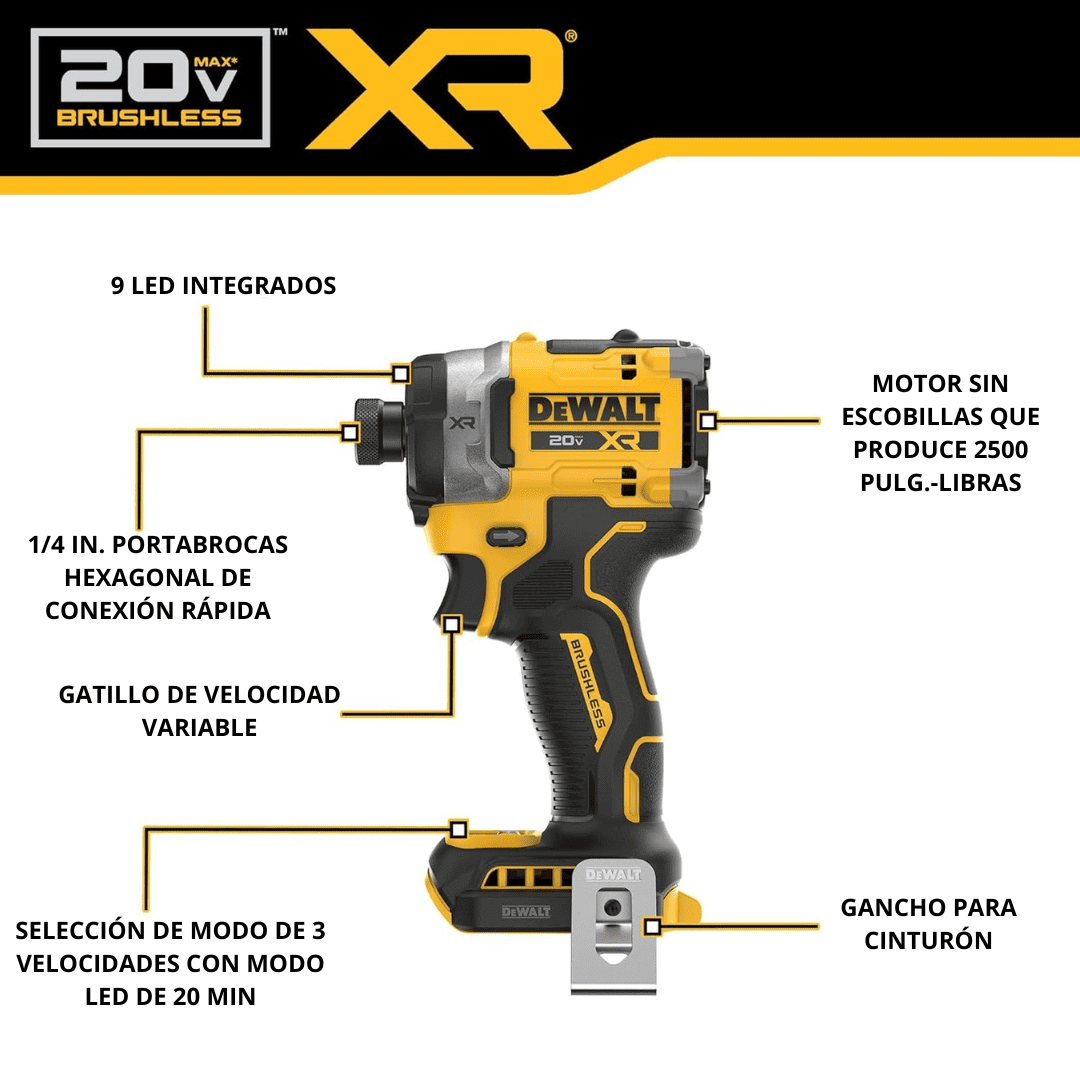 ATORNILLADOR DE IMPACTO DEWALT DCF860B-B3 - COD:100630
