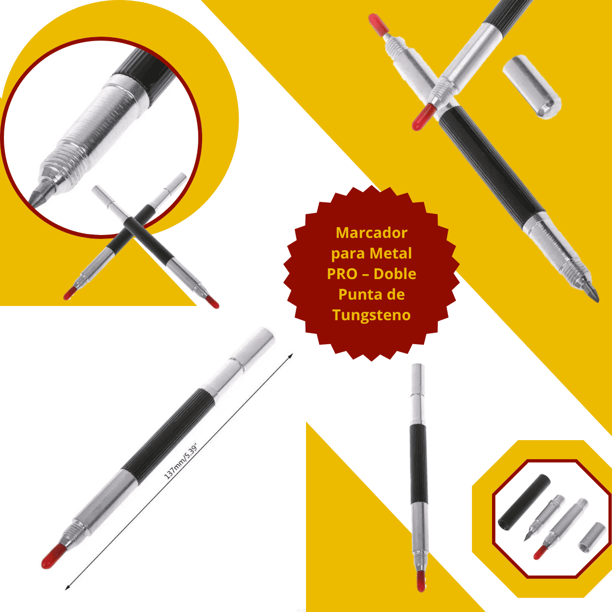MARCADOR PARA METAL PRO – Doble Punta de Tungsteno - COD:100346