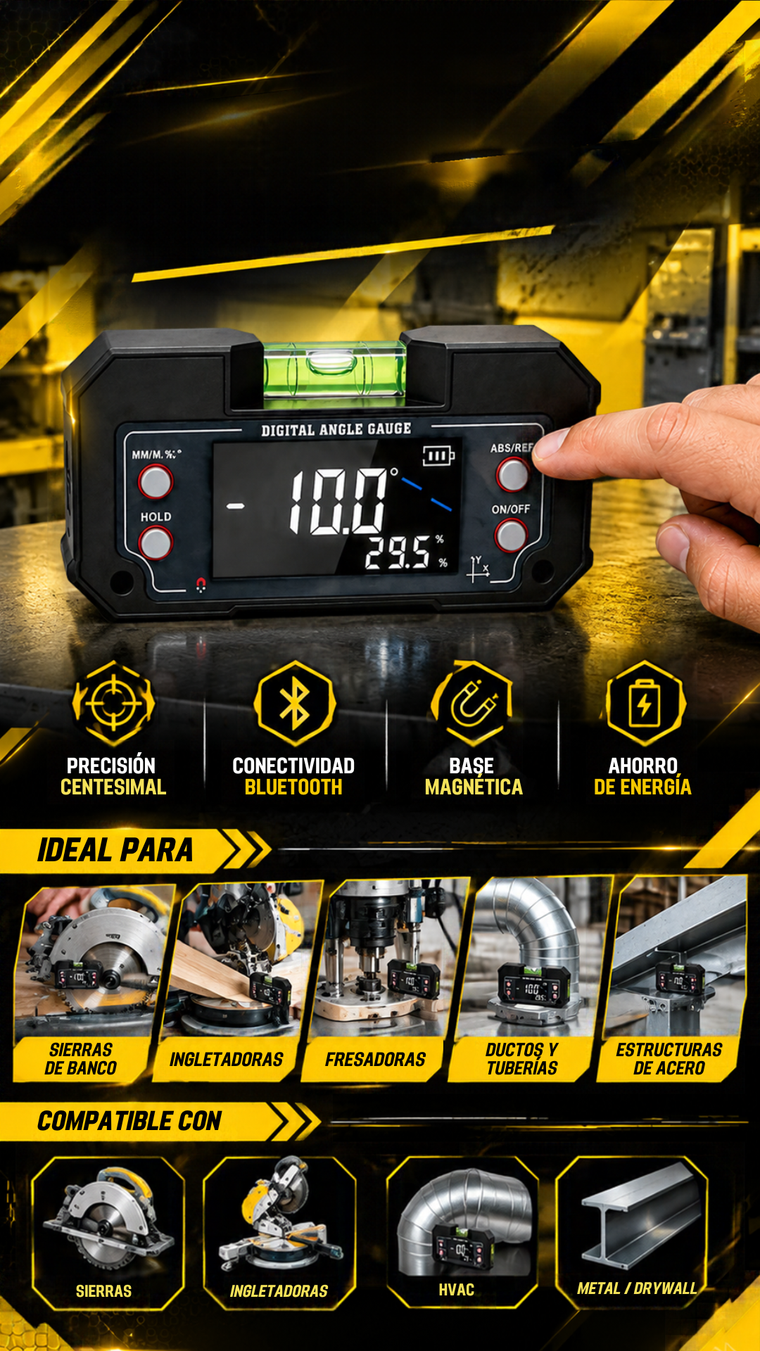 INCLINÓMETRO DIGITAL CON BLUETOOTH - 100664