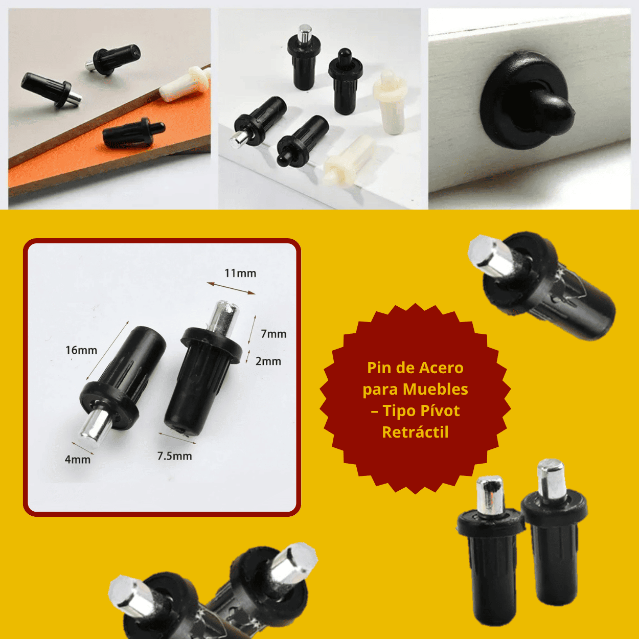PIN DE ACERO PARA ARMADO DE MUEBLE - COD:100372