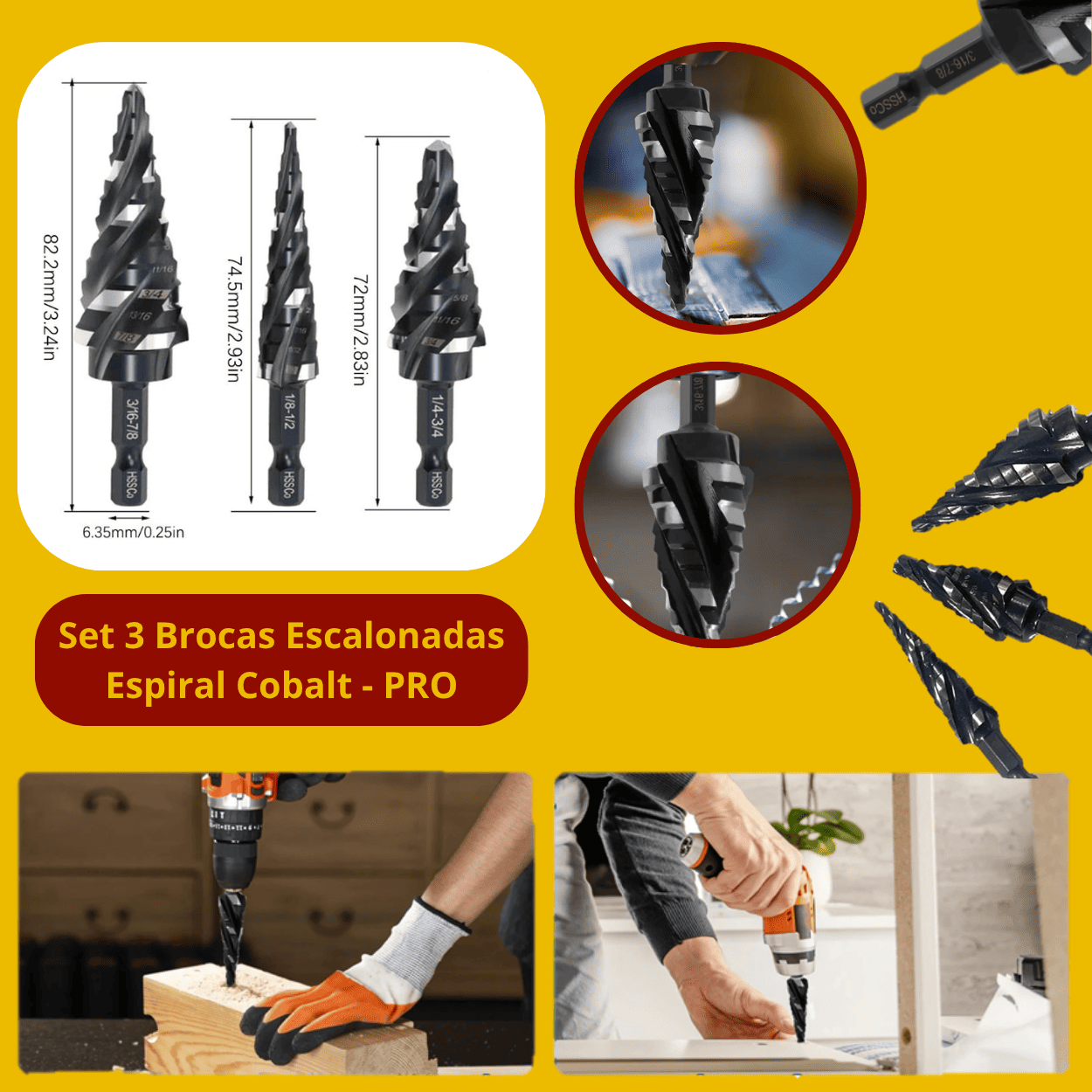 SET 3 BROCAS ESCALONADAS COBALT PRO - COD:100480