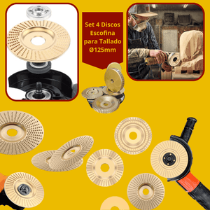 SET 4 DISCOS ESCOFINA PARA TALLADO Ø125mm - COD:100485
