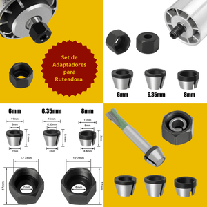 SET 3 ADAPTADORES PARA RUTEADORA 6, 6.35 y 8mm - COD:100034