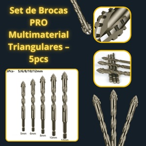 SET 5 BROCAS PRO  MULTIMATERIAL Triangulares - COD:100117