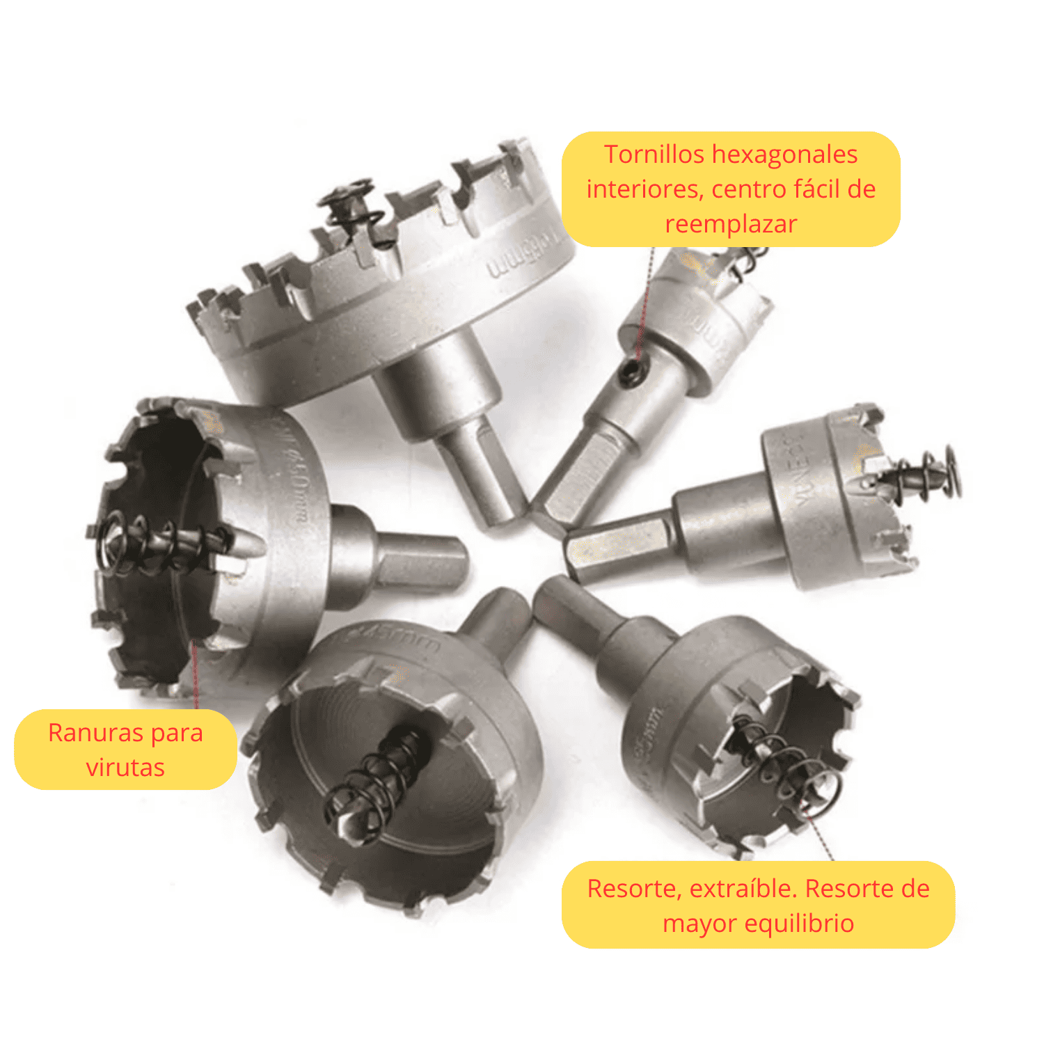 SET 6 BROCAS COPA CARBURADAS ACERO De 22, 30, 35, 45, 55 y 65mm - COD:100494