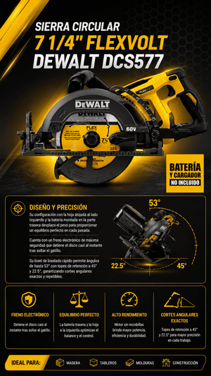 SIERRA CIRCULAR 7 1/4" FLEXVOLT DEWALT DCS577 - COD: