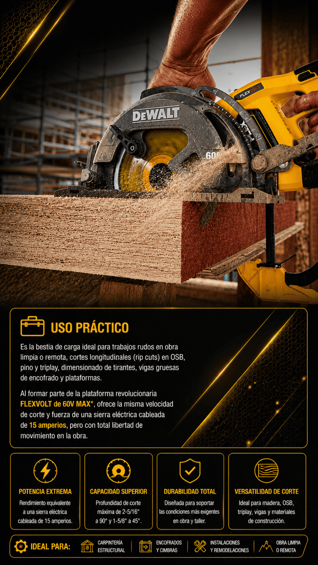 SIERRA CIRCULAR 7 1/4" FLEXVOLT DEWALT DCS577 - COD:
