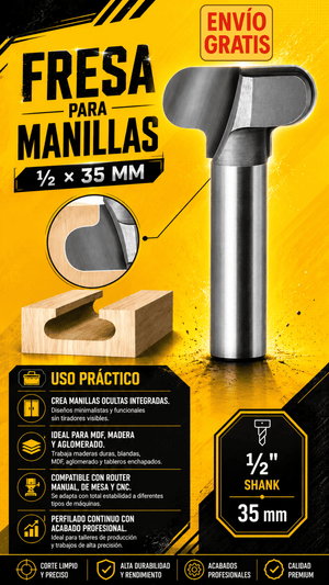 Fresa para Manillas ½ x 35mm - 101015