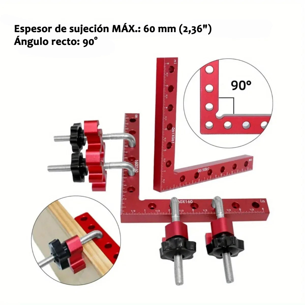 2 ABRAZADERAS ANGULO RECTO 6" ALUMINIO  - COD:100004