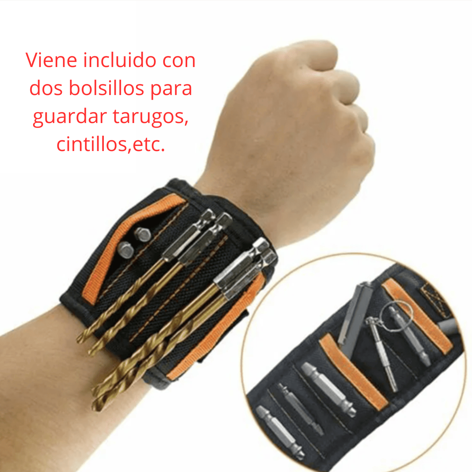 PULSERA MAGNÉTICA PRO  DE 15 IMANES Y BOLSILLO EXTRA - COD:100422
